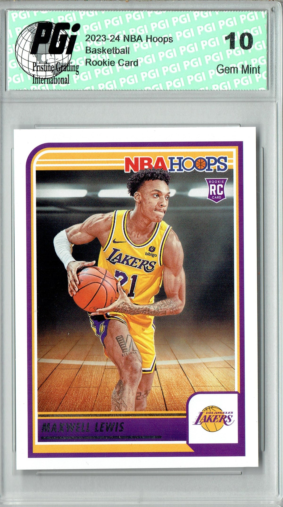 Maxwell Lewis 2023 Hoops #239 Los Angeles Lakers Rookie Card PGI 10 ...
