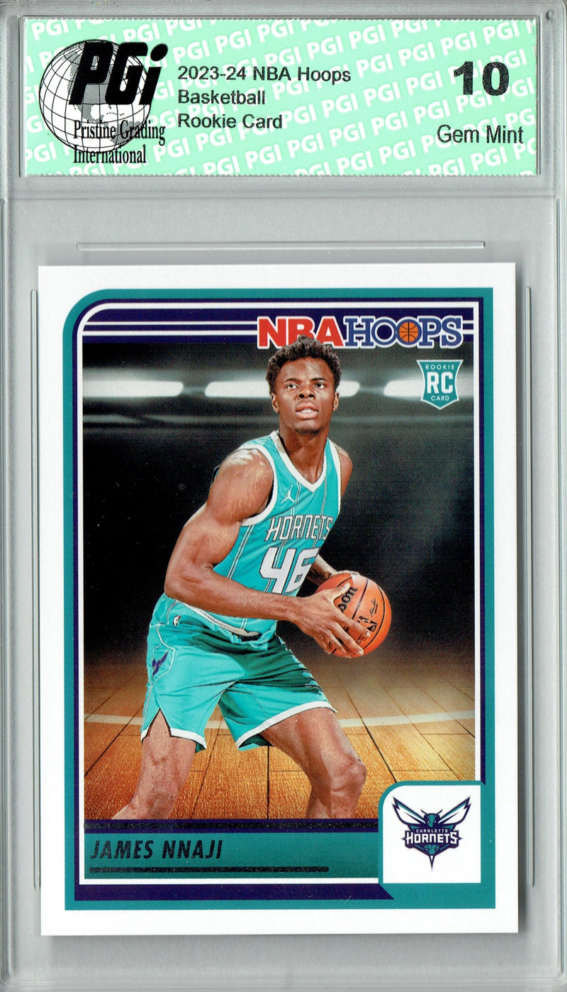 James Nnaji 2023 Hoops #240 Charlotte Hornets Rookie Card PGI 10