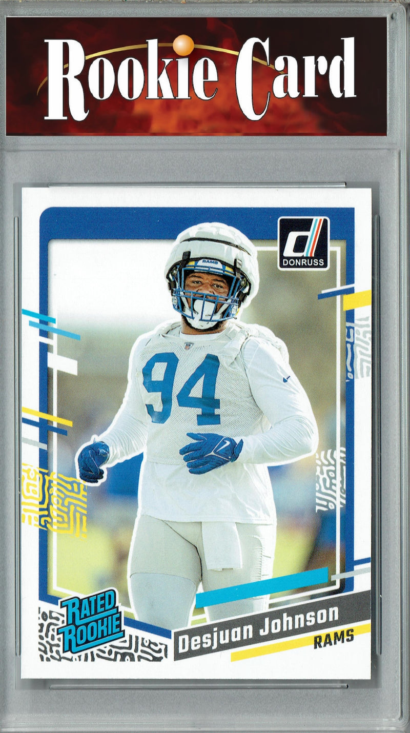 Certified Mint+ Desjuan Johnson 2023 Donruss Football #356 Los Angeles Rams Rookie Card Indianapolis Colts
