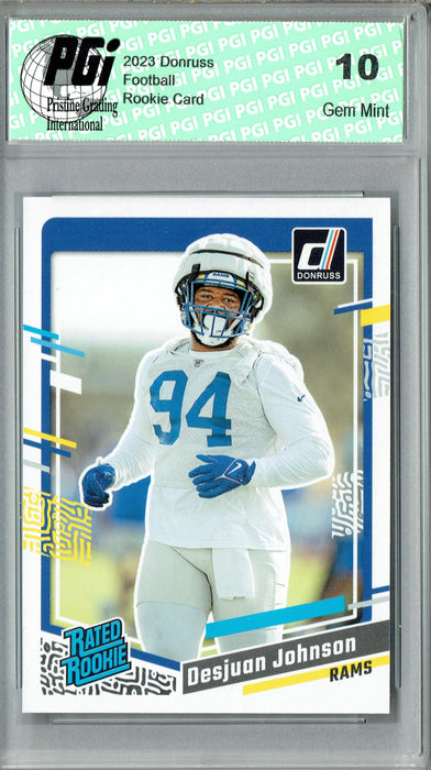 Desjuan Johnson 2023 Donruss Football #356 Los Angeles Rams Rookie Card PGI 10