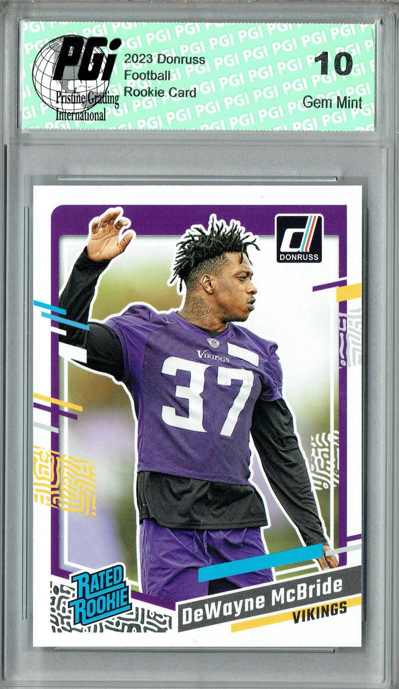 DeWayne McBride 2023 Donruss Football #366 Minnesota Vikings Rookie Card PGI 10
