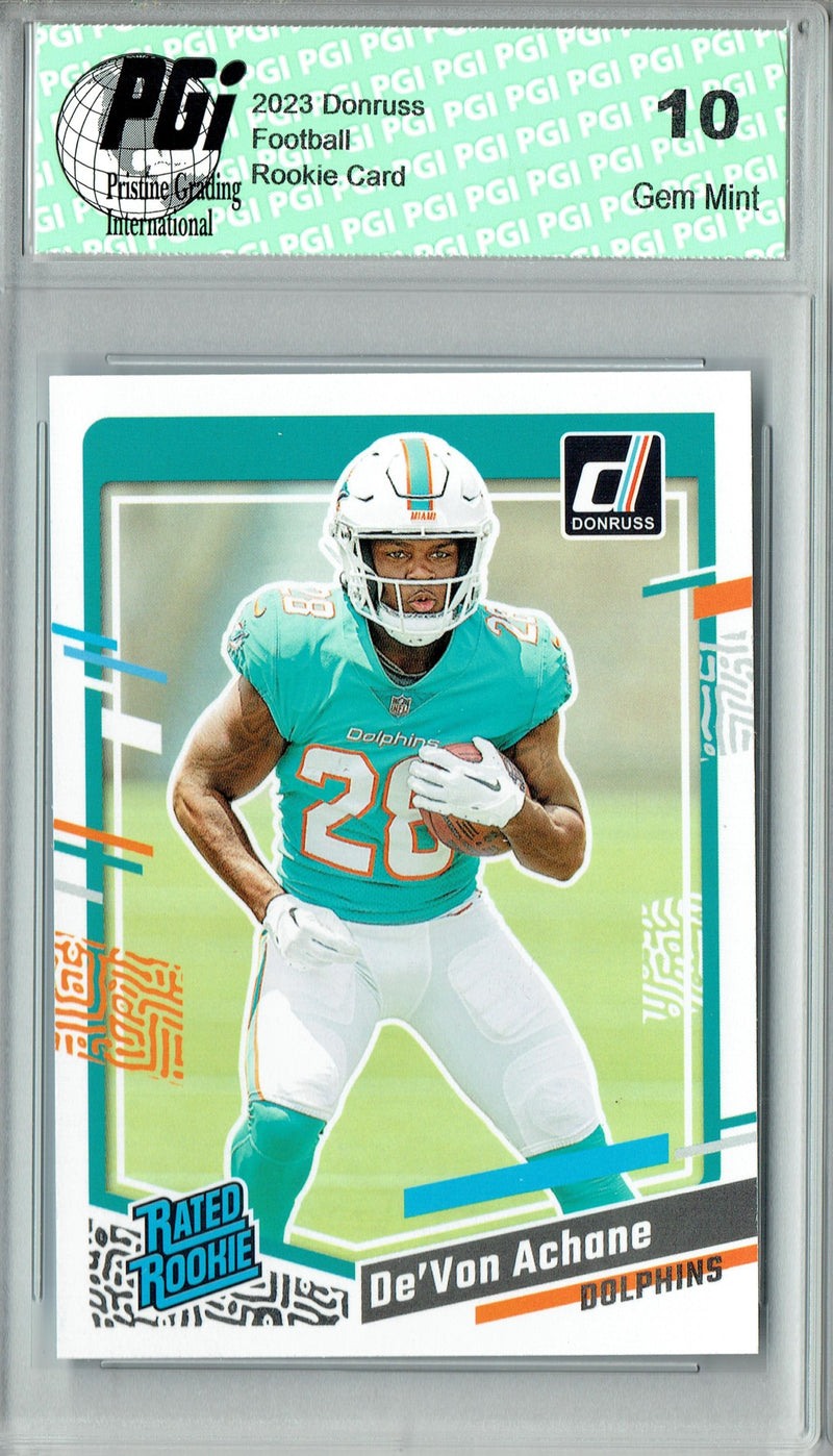 De'Von Achane 2023 Donruss Football #365 Miami Dolphins Rookie Card PGI 10