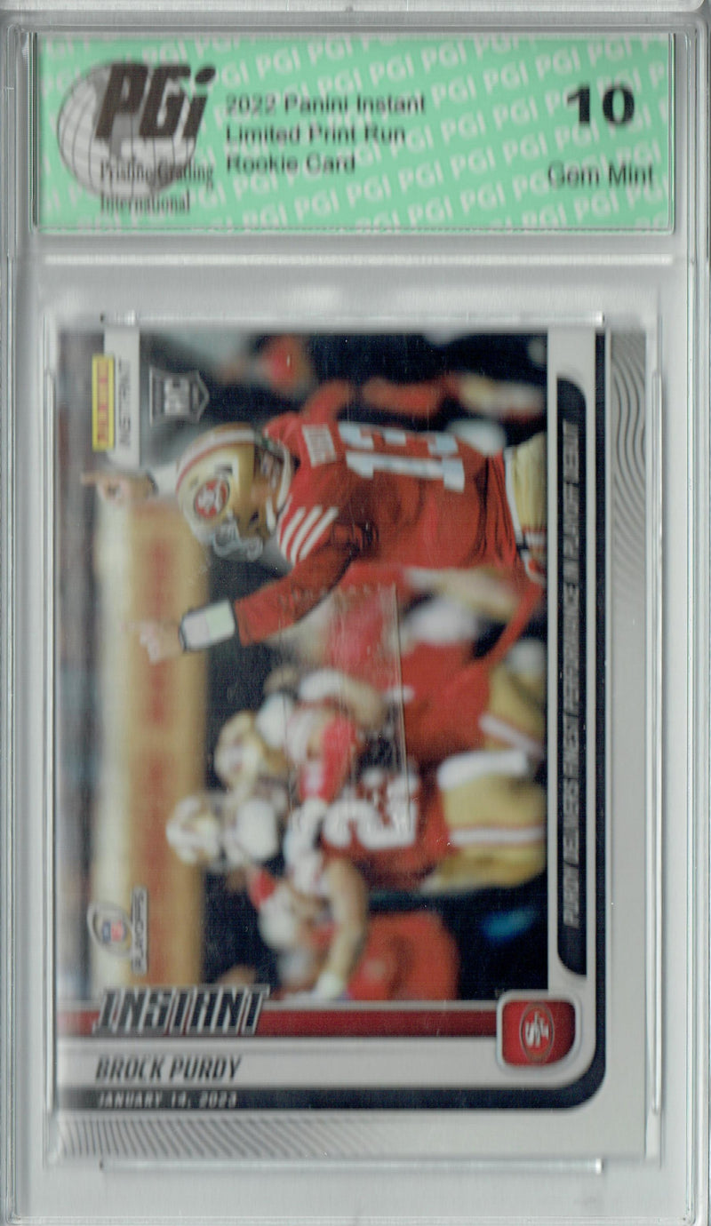 Brock Purdy 2023 Panini Instant #193Playoff Debut 1 of 3099 Rookie Card PGI 10