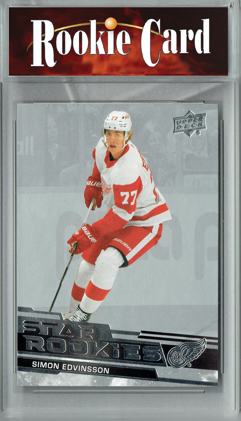 Certified Mint+ Simon Edvinsson 2023-24 Upper Deck #15 Star Rookies Set Rookie Card Detroit Red Wings