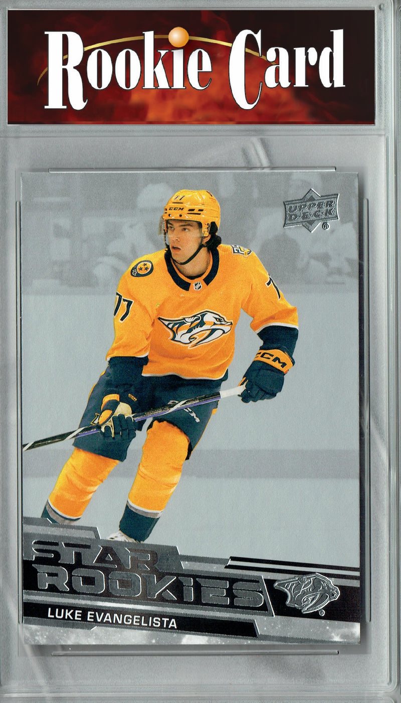 Certified Mint+ Luke Evangelista 2023-24 Upper Deck #5 Star Rookies Set Rookie Card Nashville Predators