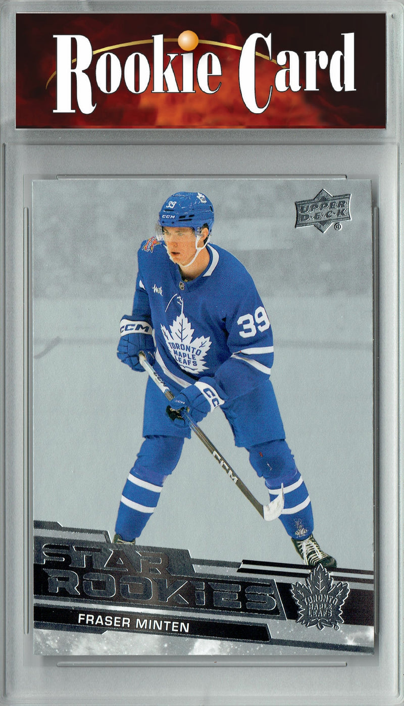 Certified Mint+ Fraser Minten 2023-24 Upper Deck #23 Star Rookies Set Rookie Card Toronto Maple Leafs