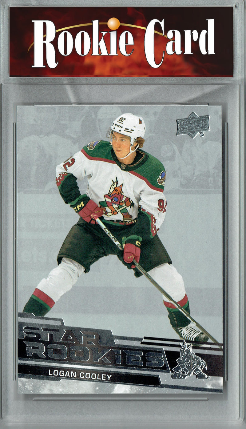 Certified Mint+ Logan Cooley 2023-24 Upper Deck #3 Star Rookies Set Rookie Card Arizona Coyotes