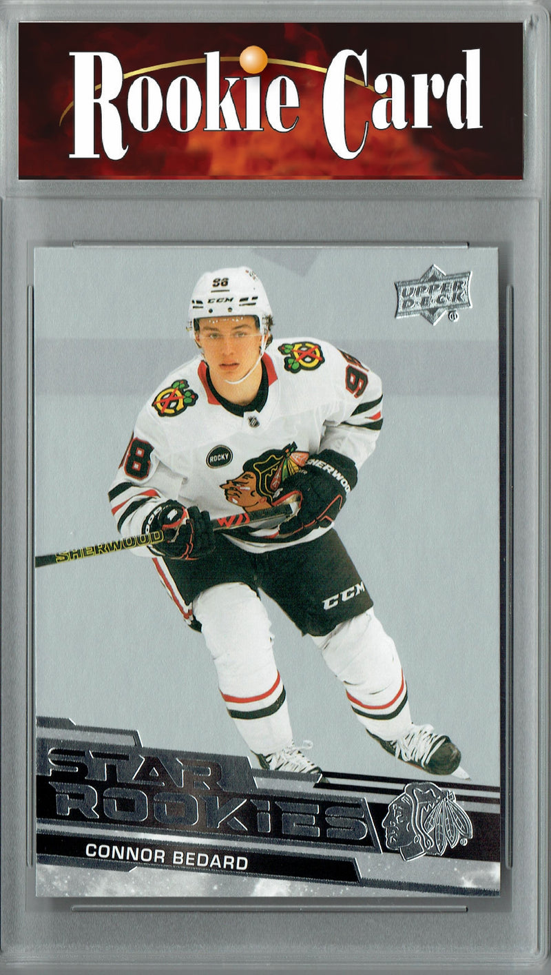 Certified Mint+ Connor Bedard 2023 Upper Deck #1 Star Rookies Set Rookie Card Chicago Blackhawks
