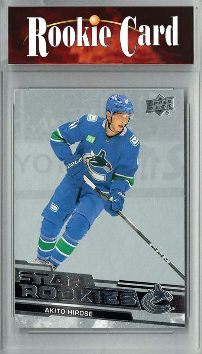 Certified Mint+ Akito Hirose 2023-24 Upper Deck #19 Star Rookies Set Rookie Card Vancouver Canucks