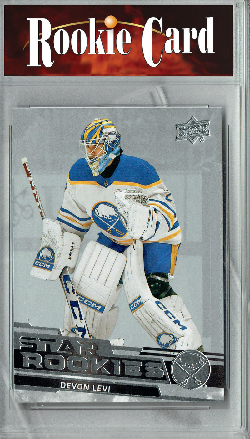 Certified Mint+ Devon Levi 2023-24 Upper Deck #14 Star Rookies Set Rookie Card Buffalo Sabres