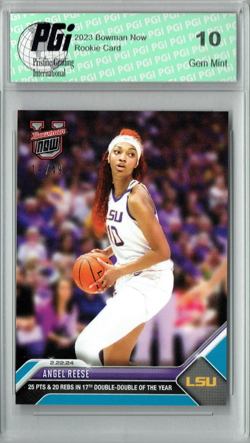 Angel Reese 2023 Bowman University Now #53 Blue SP 49 Made! Rookie Card PGI 10
