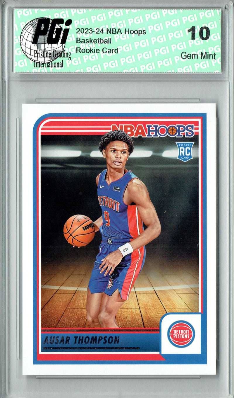 Ausar Thompson 2023-24 NBA Hoops #255 Detroit Pistons Rookie Card PGI 10