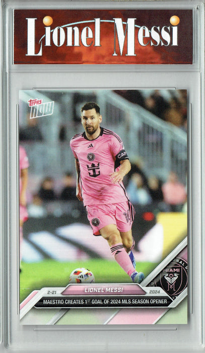 Certified Mint+ Lionel Messi 2024 Topps Now #1 1st Inter Miami Goal Rare Trading Card Inter Miami