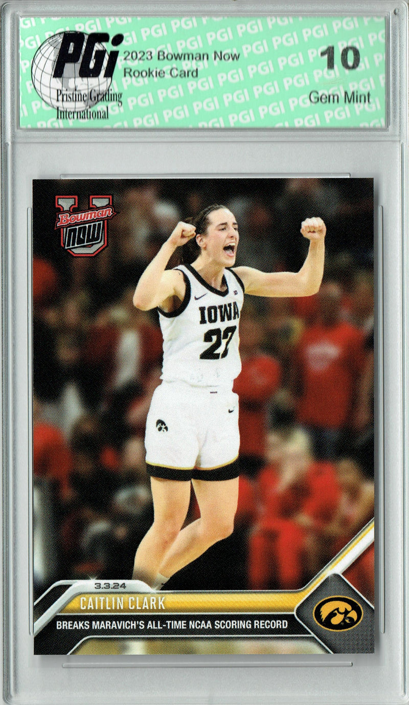 Caitlin Clark 2023 Panini Instant #61 Breaks Maravich Record Rookie Card PGI 10