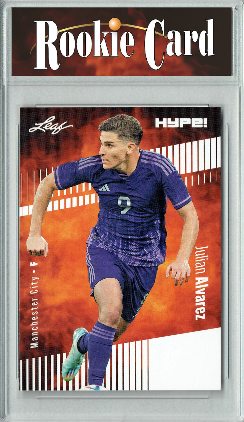 Certified Mint+ Julian Alvarez 2023 Leaf HYPE #129 Only 5000 Made Rookie Card Manchester City