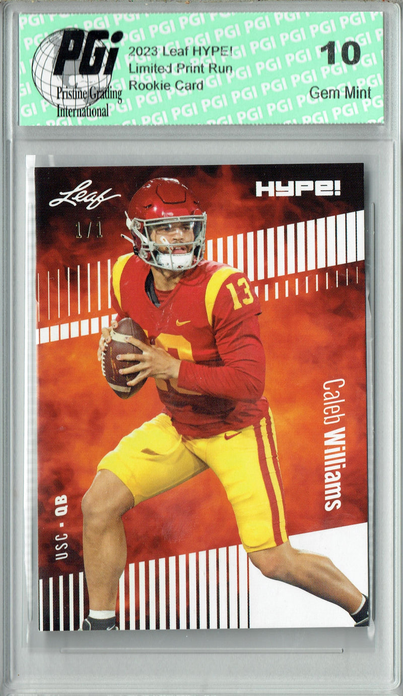 Caleb Williams Rookie Card USC / Chicago PGI 10 Gem Mint Football Trading Card 2023 Leaf HYPE! #107A White Blank Back 1/1