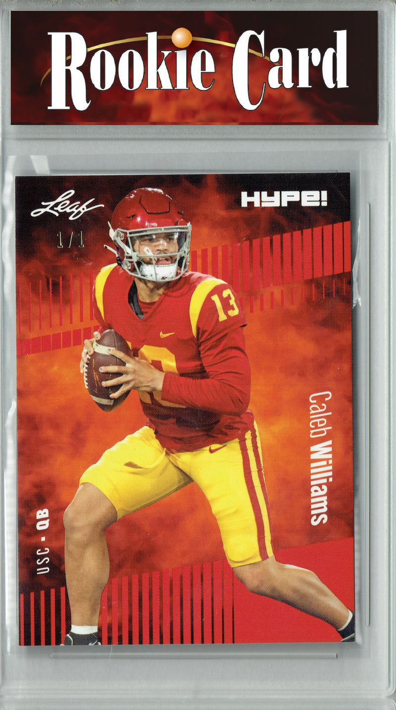 Caleb Williams Rookie Card Chicago Football Trading Card 2023 Leaf HYPE! #107A Red Blank Back 1/1  Certified Mint+