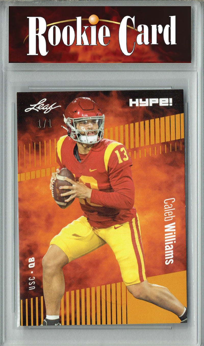 Caleb Williams Rookie Card Chicago Football Trading Card 2023 Leaf HYPE! #107A Gold Blank Back 1/1  Certified Mint+