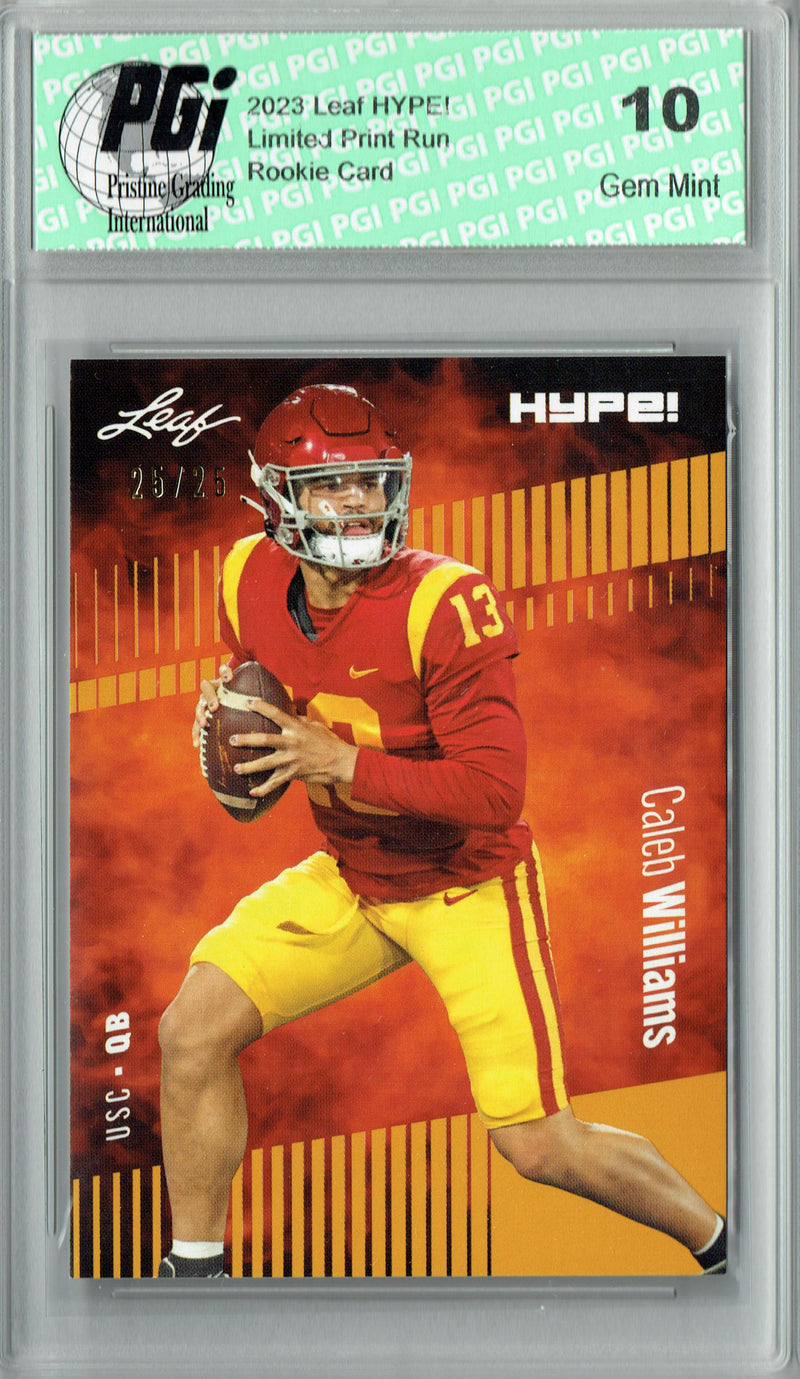 Caleb Williams Rookie Card USC / Chicago PGI 10 Gem Mint Football Trading Card 2023 Leaf HYPE! #107A Gold SP Just 25 Made