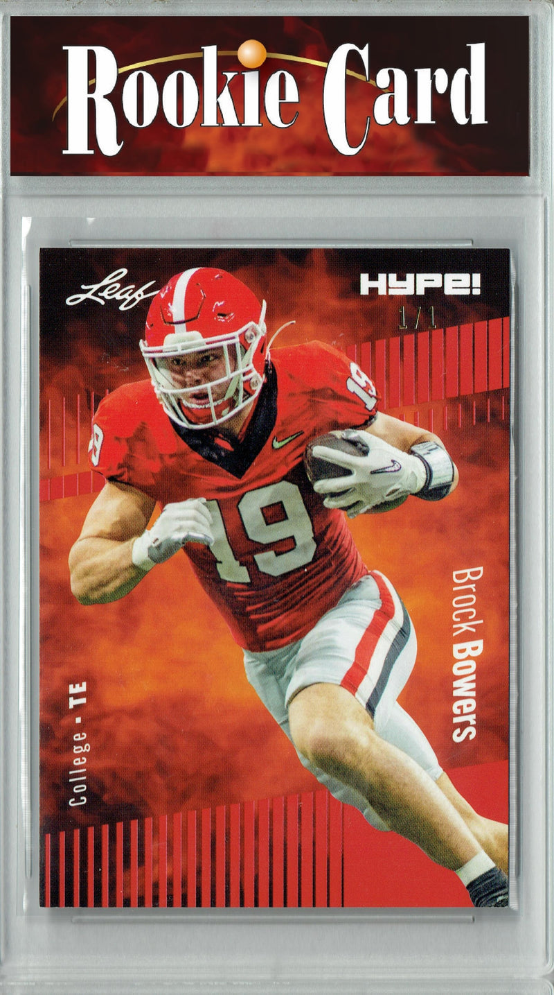 Brock Bowers Rookie Card Las Vegas Football Trading Card 2023 Leaf HYPE! #104A Red Blank Back 1/1  Certified Mint+