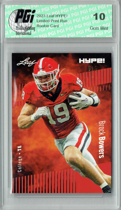 Brock Bowers 2023 Leaf HYPE! #104A Red SP, Just 5 Made Rookie Card PGI 10