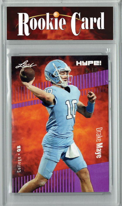 Certified Mint+ Drake Maye 2023 Leaf HYPE! #114 Purple SP, Just 10 Made Rookie Card