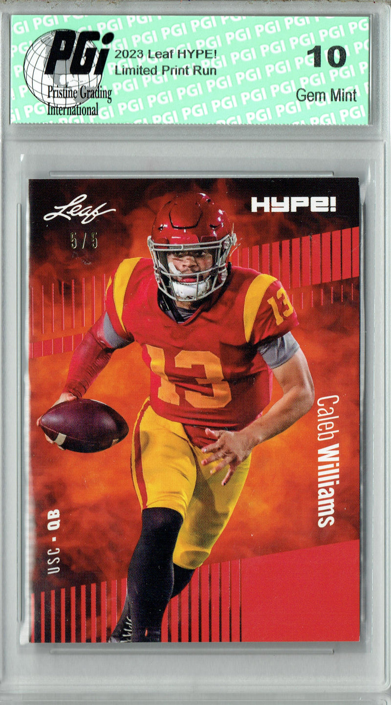 Caleb Williams Rookie Card USC / Chicago PGI 10 Gem Mint Football Trading Card 2023 Leaf HYPE! #107 Red SP Just 5 Made
