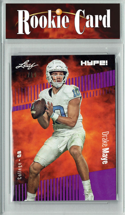 Certified Mint+ Drake Maye 2023 Leaf HYPE! #114a Purple SP, Just 10 Made Rookie Card