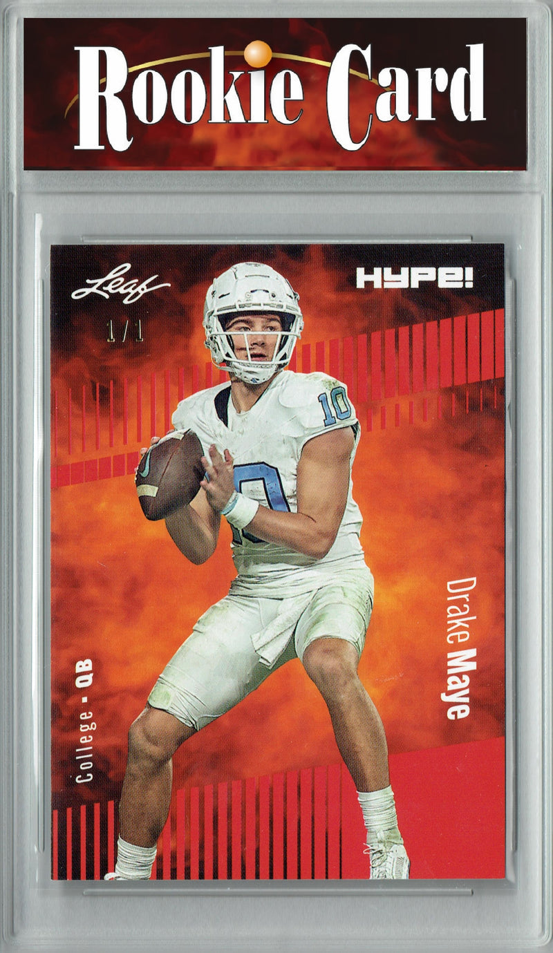 Certified Mint+ Drake Maye 2023 Leaf HYPE! #114a Red Blank Back #1/1 Rookie Card