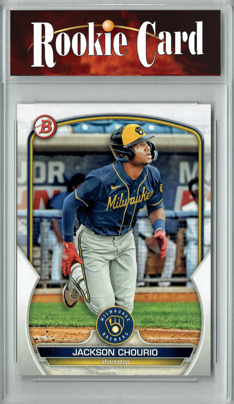 Certified Mint+ Jackson Chourio 2023 Bowman #BP-76 Rookie Card Milwaukee Brewers