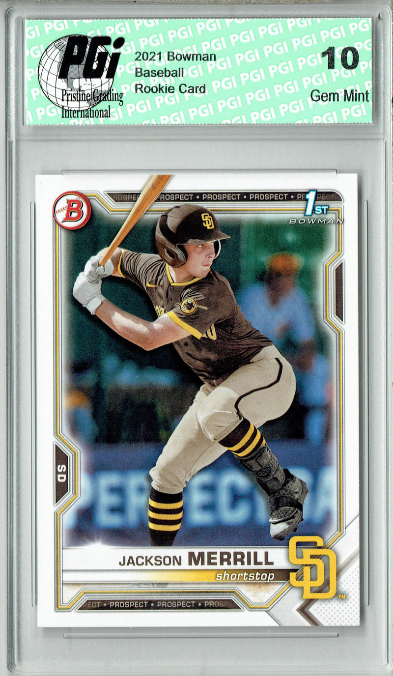 Jackson Merrill 2021 Bowman Draft #BD-119 1st Rookie Card PGI 10