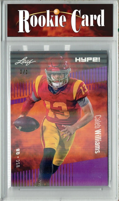 Certified Mint+ Caleb Williams 2023 Leaf HYPE! #107 Purple Shimmer #1/1 Rookie Card Chicago Bears