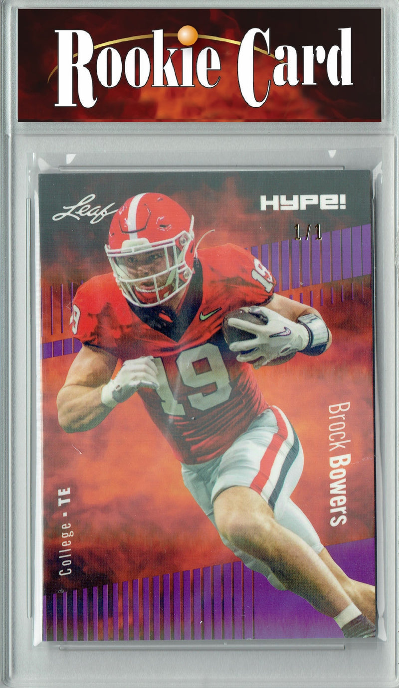 Brock Bowers Rookie Card Las Vegas Football Trading Card 2023 Leaf HYPE! #104 Purple Shimmer 1/1  Certified Mint+