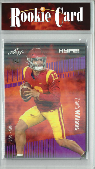 Certified Mint+ Caleb Williams 2023 Leaf HYPE! #107A Purple Shimmer #1/1 Rookie Card Chicago Bears