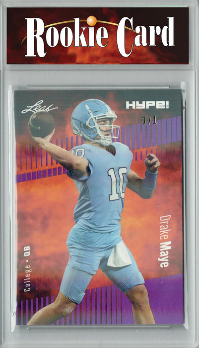 Certified Mint+ Drake Maye 2023 Leaf HYPE! #114 Purple Shimmer #1/1 Rookie Card New England Patriots