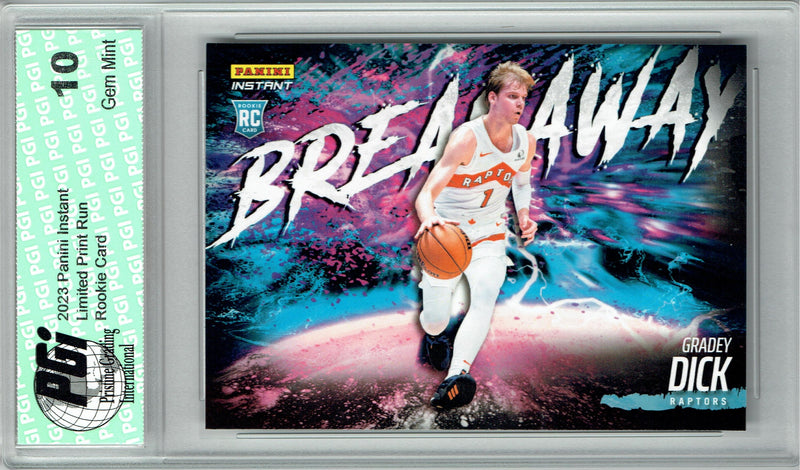 Gradey Dick 2023 Panini Instant #B10 Breakaway SP 1/4085 Rookie Card PGI 10