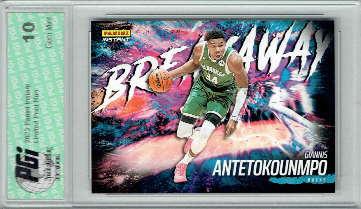 Giannis Antetokounmpo 2023 Panini Instant #B18 Breakaway SP 1/4085 Rare Trading Card PGI 10