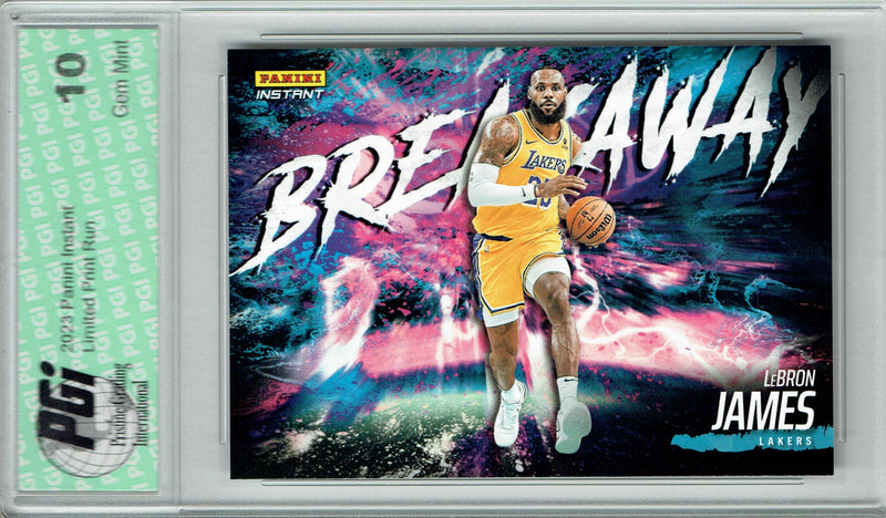 LeBron James 2023 Panini Instant #B15 Breakaway SP 1/4085 Rare Trading Card PGI 10