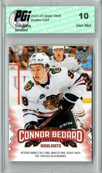 2023 Upper Deck Connor Bedard Collection #10 Makes NHL Debut Rookie Card PGI 10