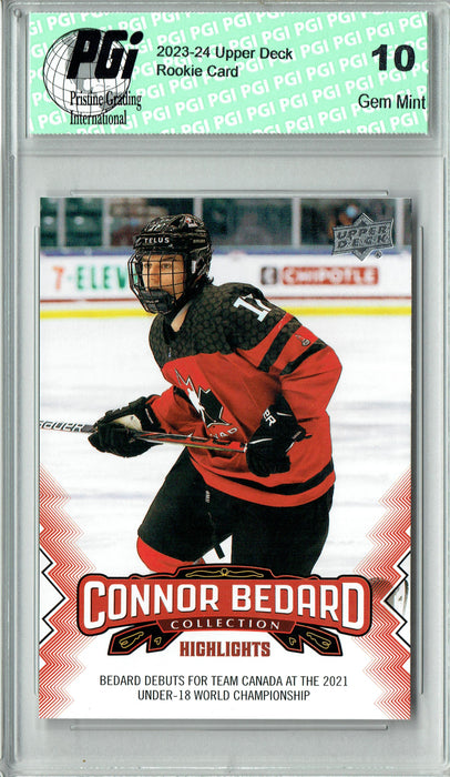 2023 Upper Deck Connor Bedard Collection #1 Canada Debut Rookie Card PGI 10