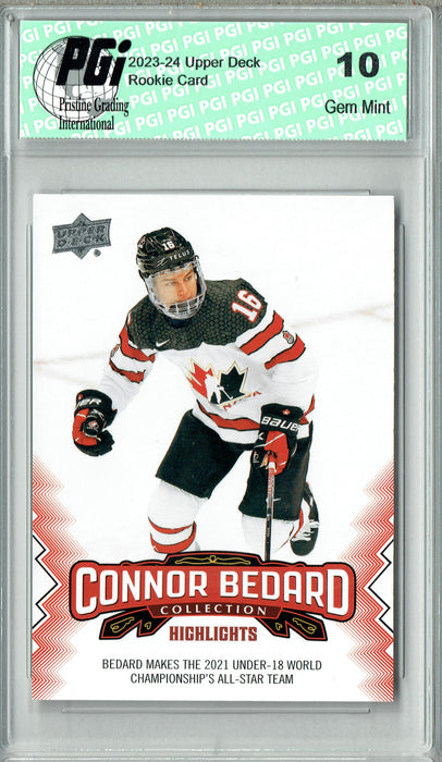 2023 Upper Deck Connor Bedard Collection #2 U-18 All-Star Rookie Card PGI 10