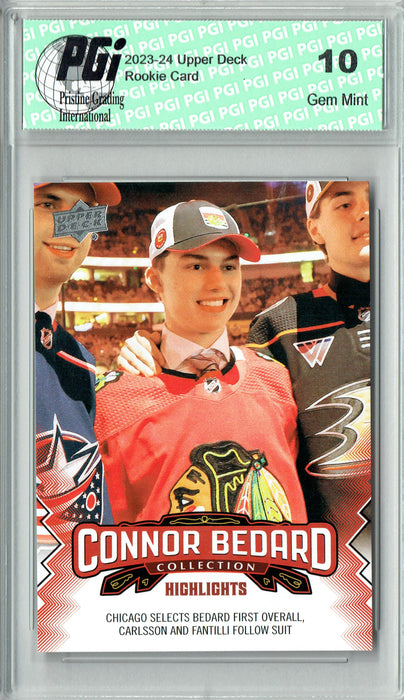 2023 Upper Deck Connor Bedard Collecton #7 Drafted 1st Ovrall Rookie Card PGI 10
