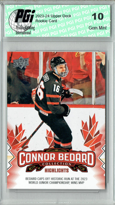 2023 Upper Deck Connor Bedard Collection #3 Historic Run MVP Rookie Card PGI 10