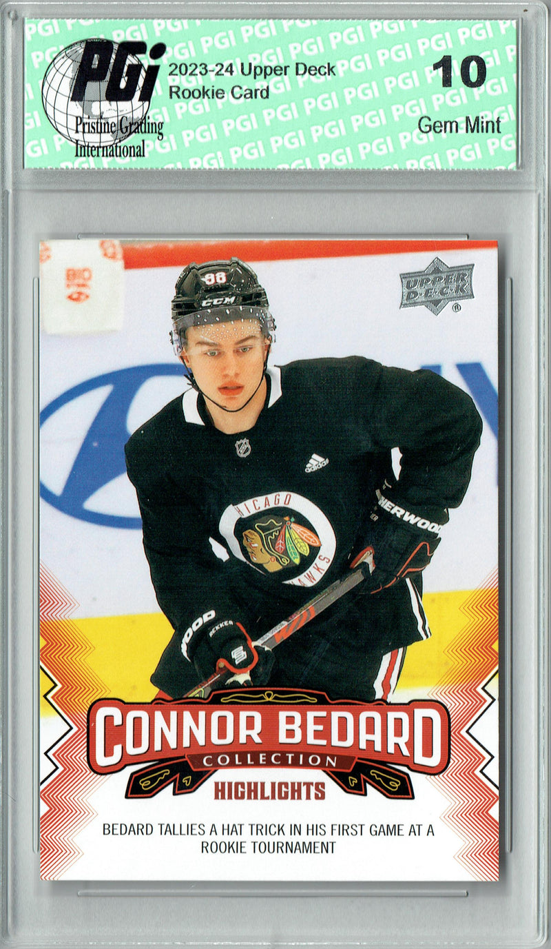 2023 Upper Deck Connor Bedard Collection #8 Hat Trick Rookie Card PGI 10