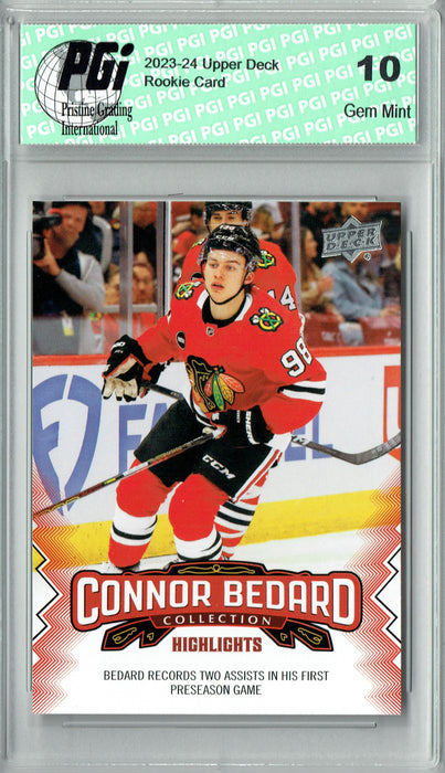 2023 Upper Deck Connor Bedard Collection #9 Records 4 Assists Rookie Card PGI 10