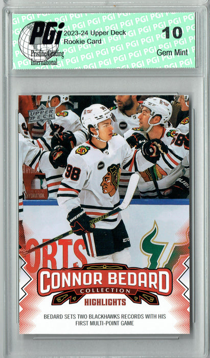 2023 Upper Deck Connor Bedard Collection #20 1st Multipt Game Rookie Card PGI 10