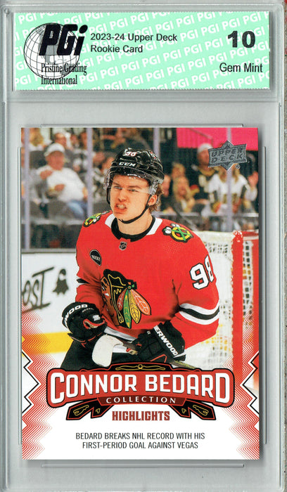 2023 Upper Deck Connor Bedard Collection #16 Breaks Record Rookie Card PGI 10