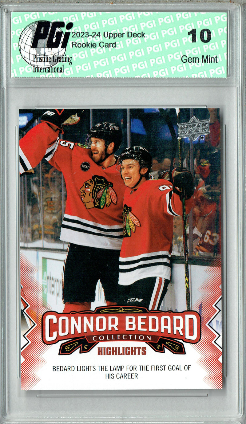 2023 Upper Deck Connor Bedard Collection #12 1st Career Goal Rookie Card PGI 10