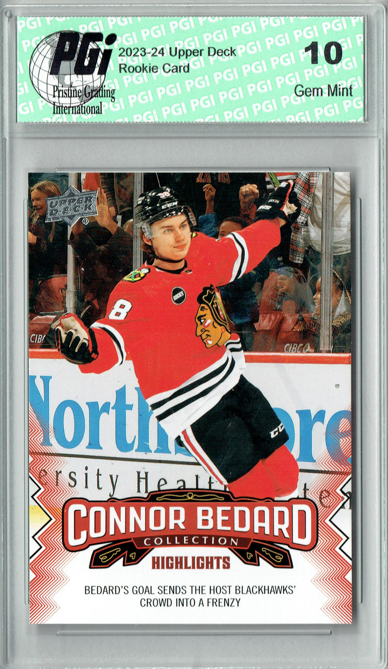 2023 Upper Deck Connor Bedard Collection #18 Blackhawk Frenzy Rookie Card PGI 10