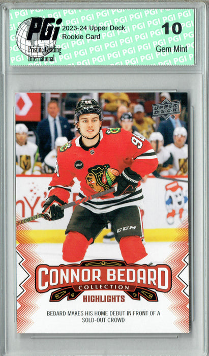 2023 Upper Deck Connor Bedard Collection #14 Makes Home Debut Rookie Card PGI 10